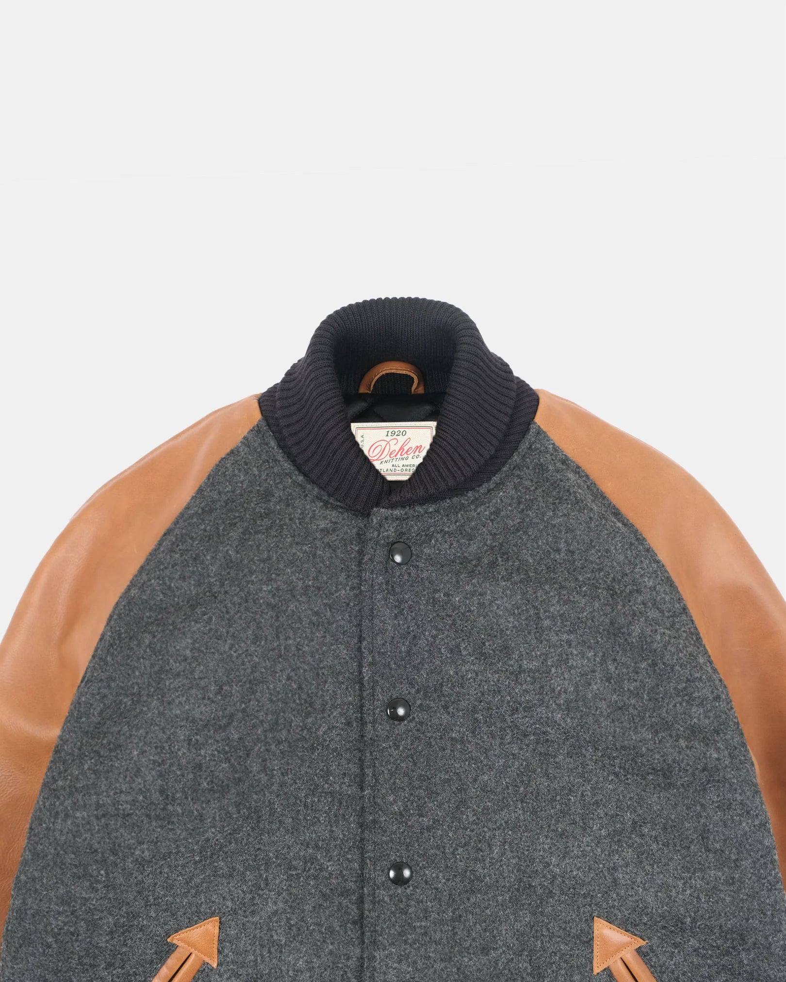 Dehen 1920 Raglan Varsity Jacket - Granite / Black / Antique Rust