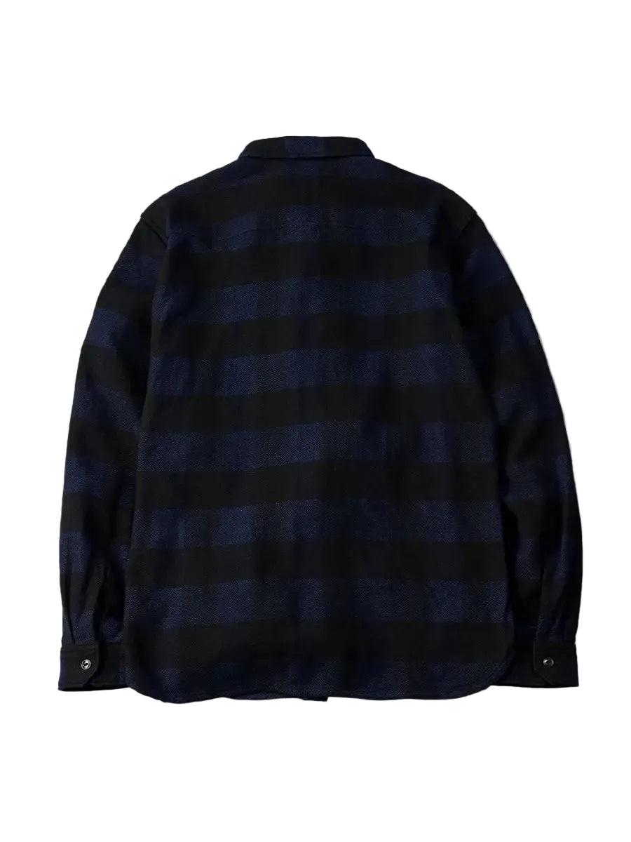 The Flat Head FN-SNR-101LSP Block Check Flannel Work Shirt - Indigo