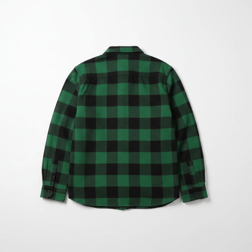 The Flat Head FN-SNR-101L Block Check Flannel Work Shirt - Green