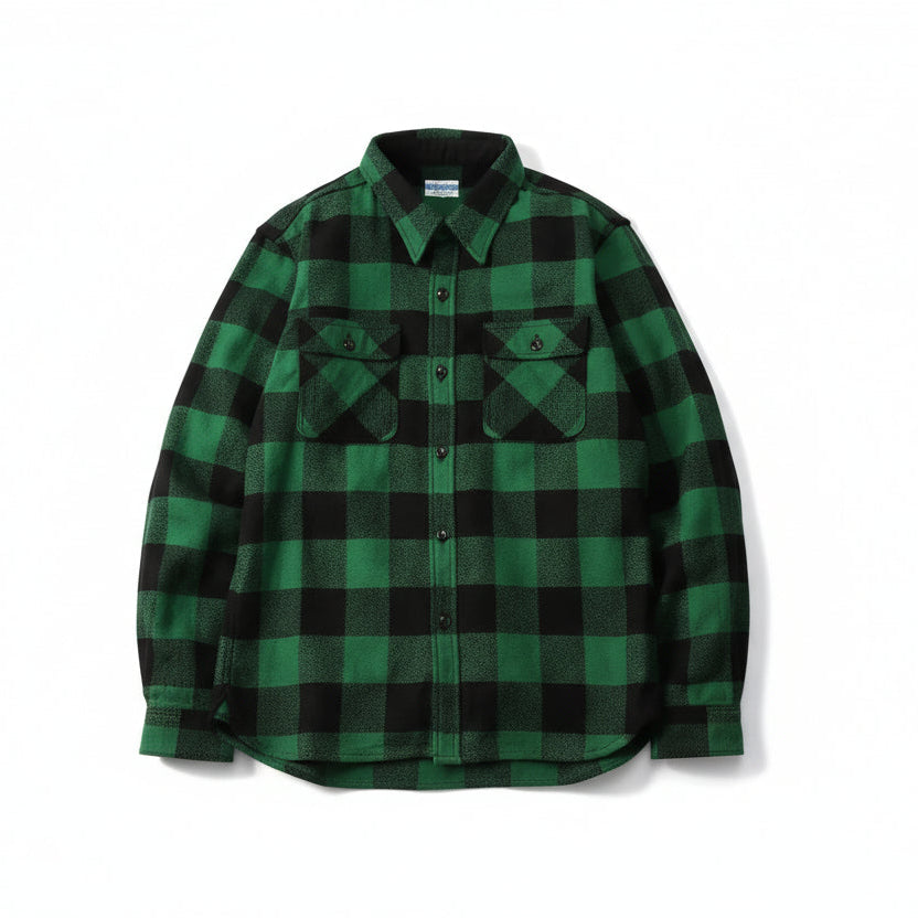 Green and black checkered shirt on a white background