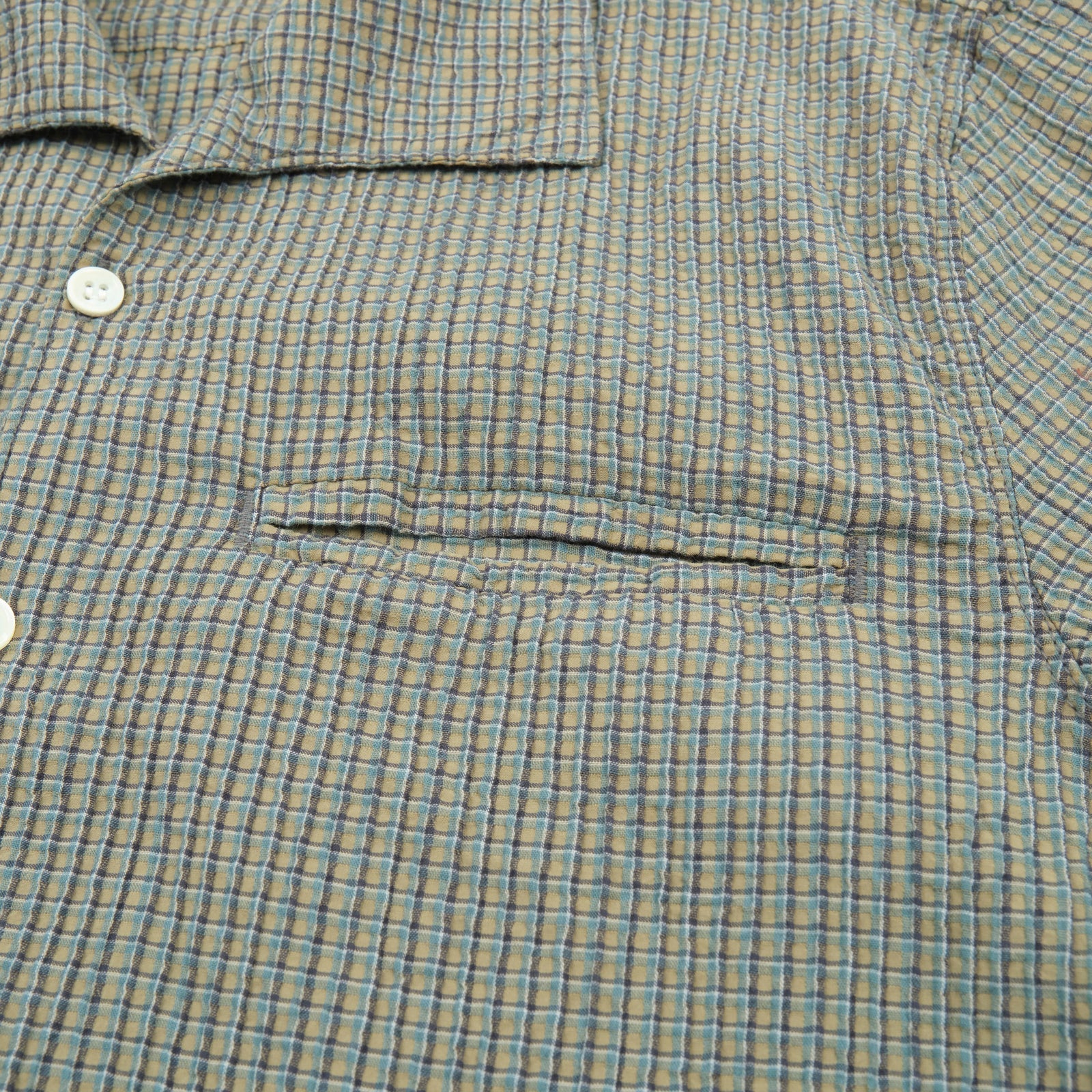 Freenote Cloth Cayucos Shirt - Olive Plaid Seersucker