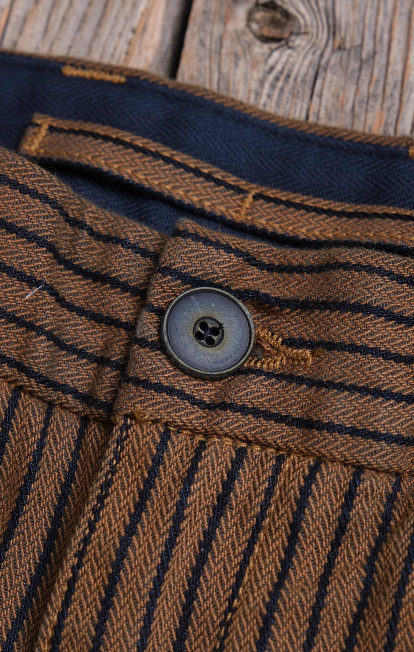 Freenote Cloth Deck Pant Straight Fit - Brown Herringbone Dobby