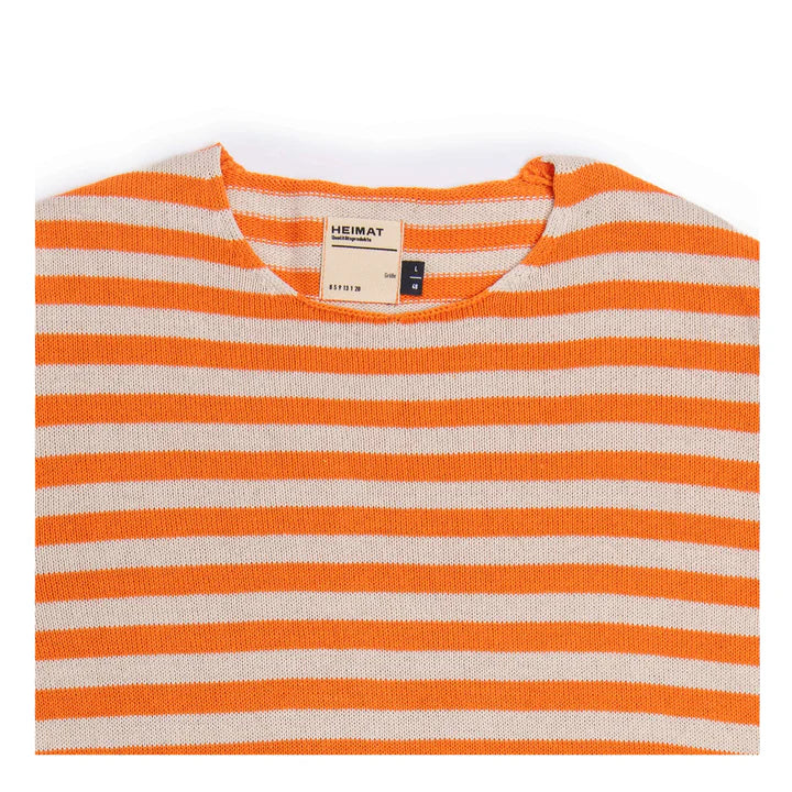 Heimat Textil Cotton Linen Jailhouse Harbour Sweater - Rescue Orange / Seashell
