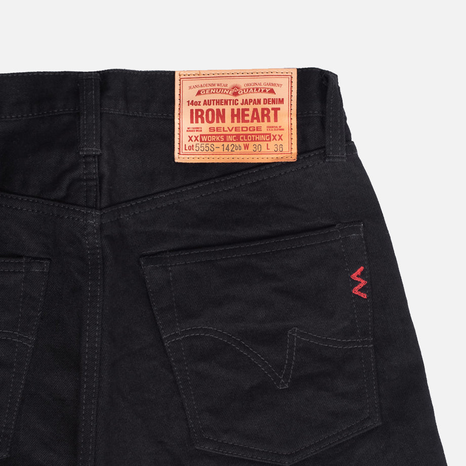 Iron Heart IH-555S-142bb 14oz Selvedge Denim Super Slim Cut Jeans - Black/Black