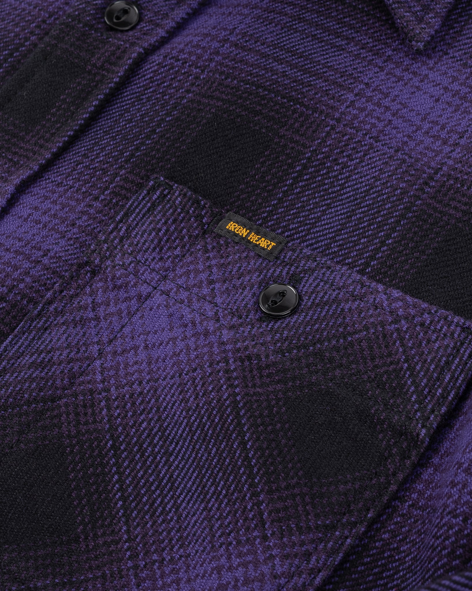 Iron Heart IHSH-265-PUR Ultra Heavy Flannel Ombré Check Work Shirt - Purple/Black