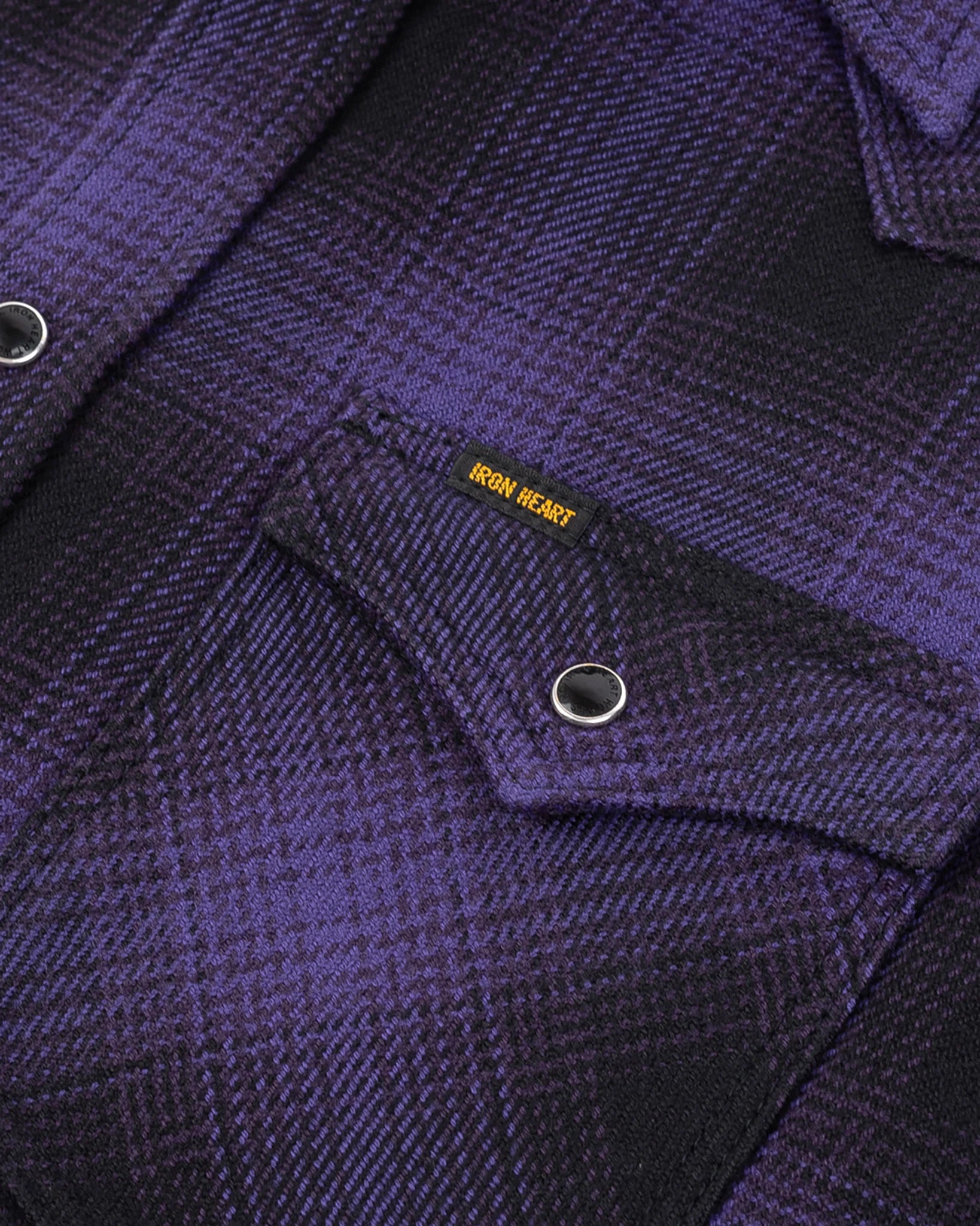 Iron Heart IHSH-264-PUR Ultra Heavy Flannel Ombré Check Western Shirt - Purple/Black