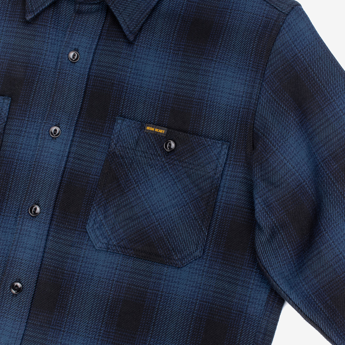 Iron Heart IHSH-265-NAV Ultra Heavy Flannel Ombré Check Work Shirt - Navy/Black