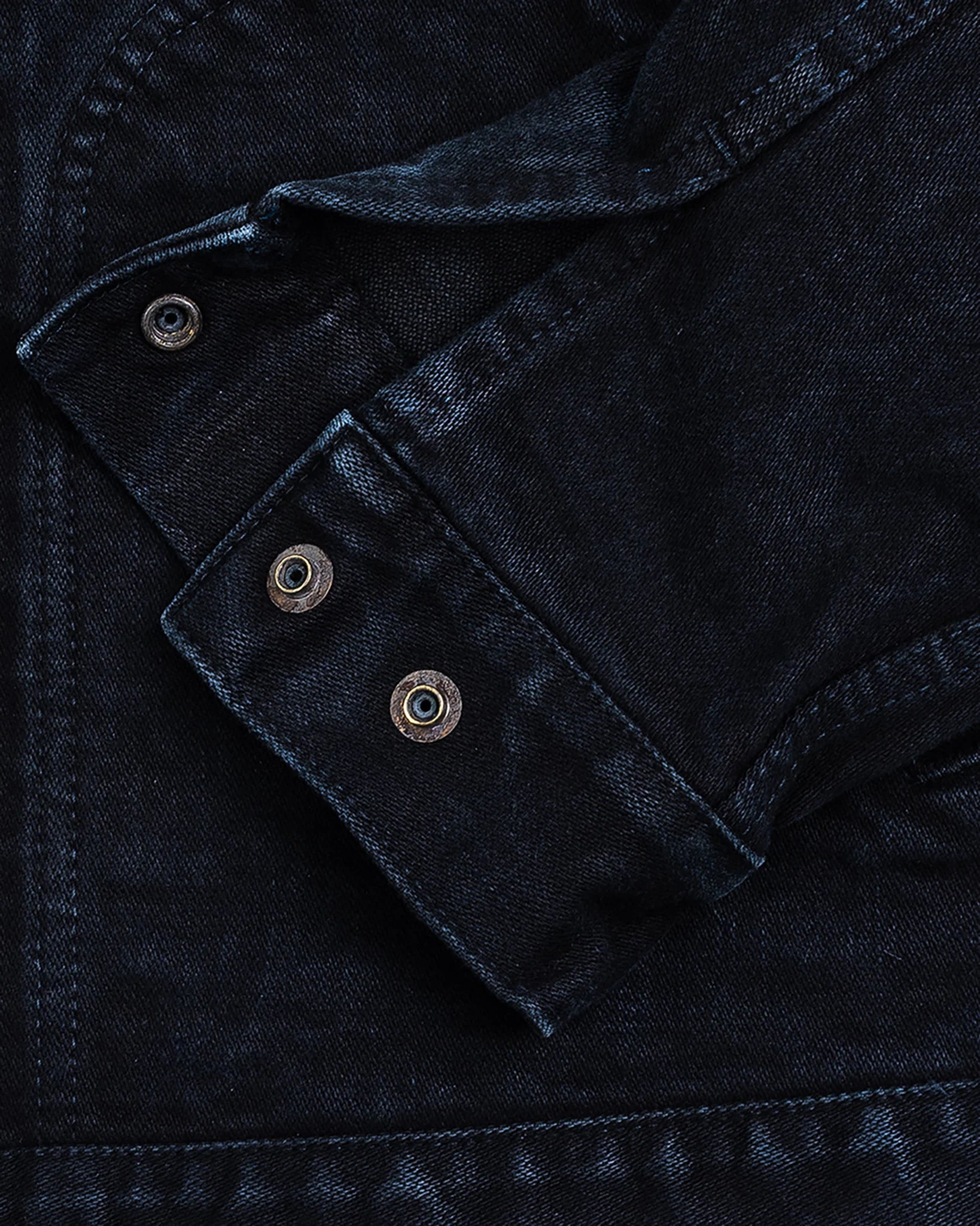 Iron Heart IHJ-123-OD 14oz Broken Twill Selvedge Denim Work Jacket - Indigo Overdyed Black