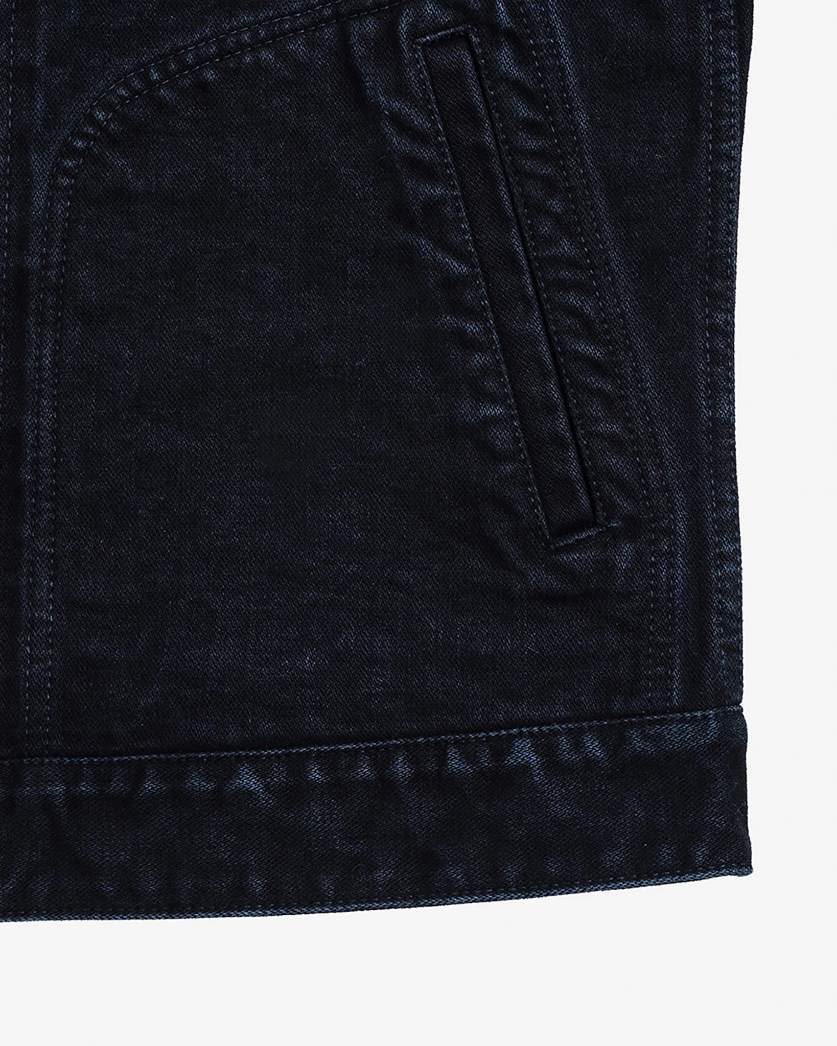 Iron Heart IHJ-123-OD 14oz Broken Twill Selvedge Denim Work Jacket - Indigo Overdyed Black