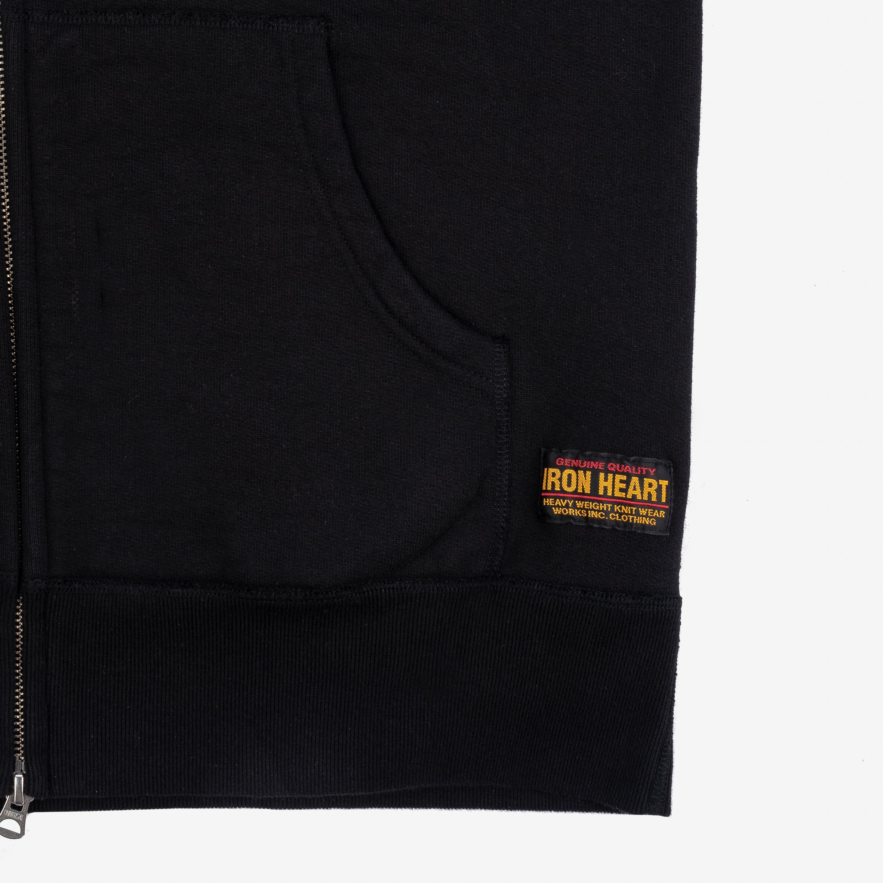 Iron Heart IHSW-10-BLK 14oz Ultra Heavyweight Loopwheel Cotton Zip Up Hoodie – Black