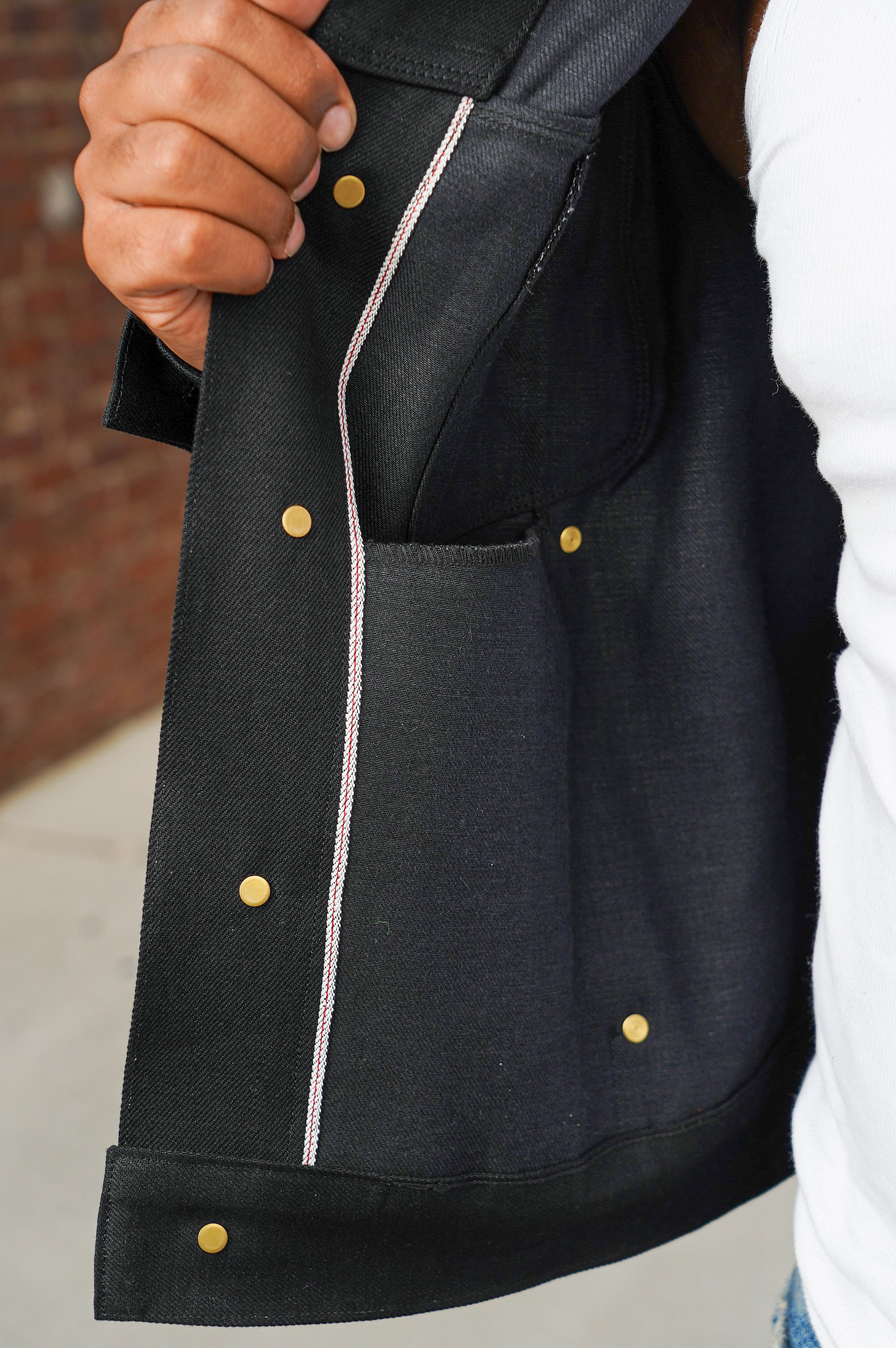 Freenote Cloth High Low "Aces High" Denim Jacket - 14oz Double Black