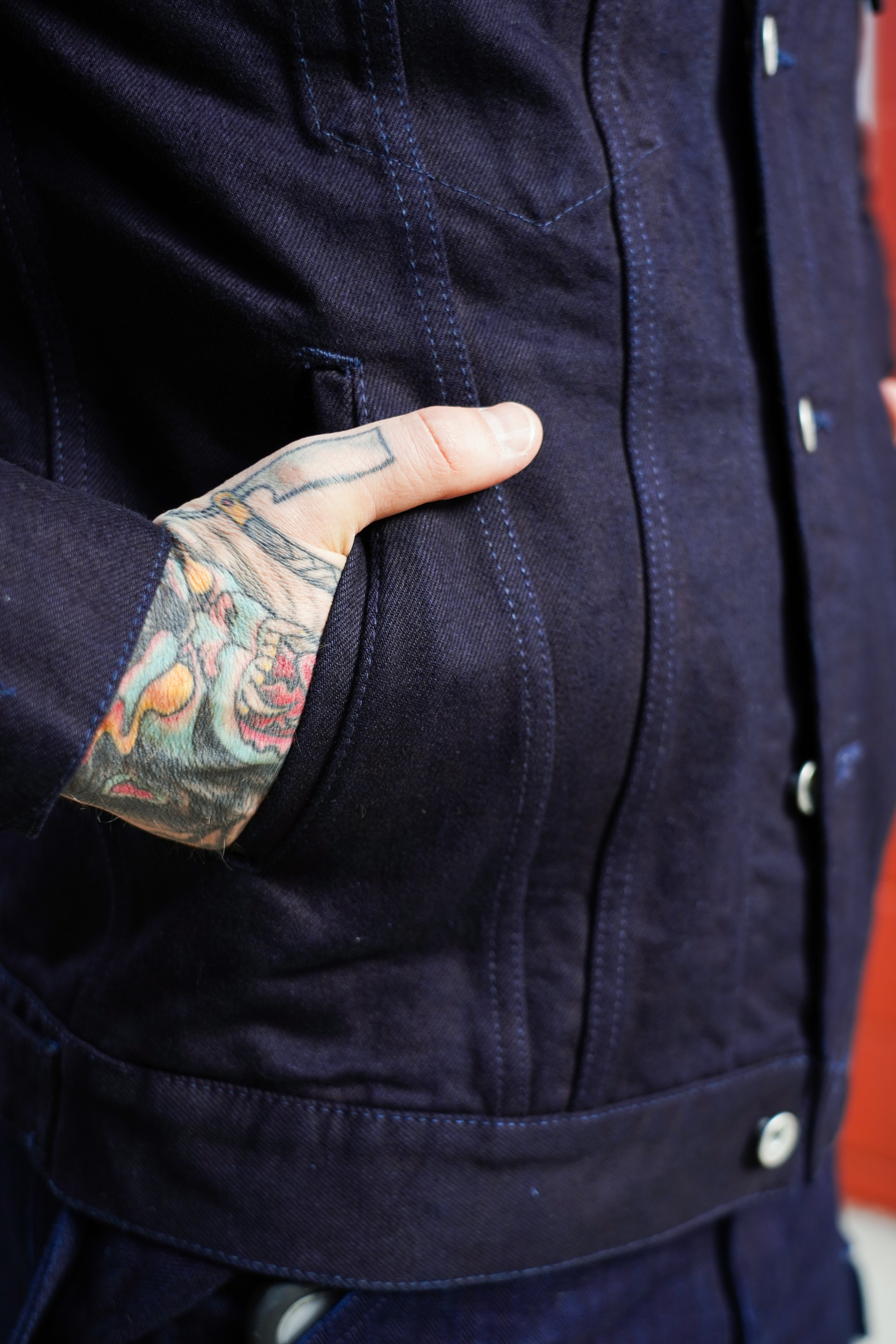 Iron Heart IH-526J-142ib 14oz Selvedge Denim Modified Type III Jacket - Indigo/Black