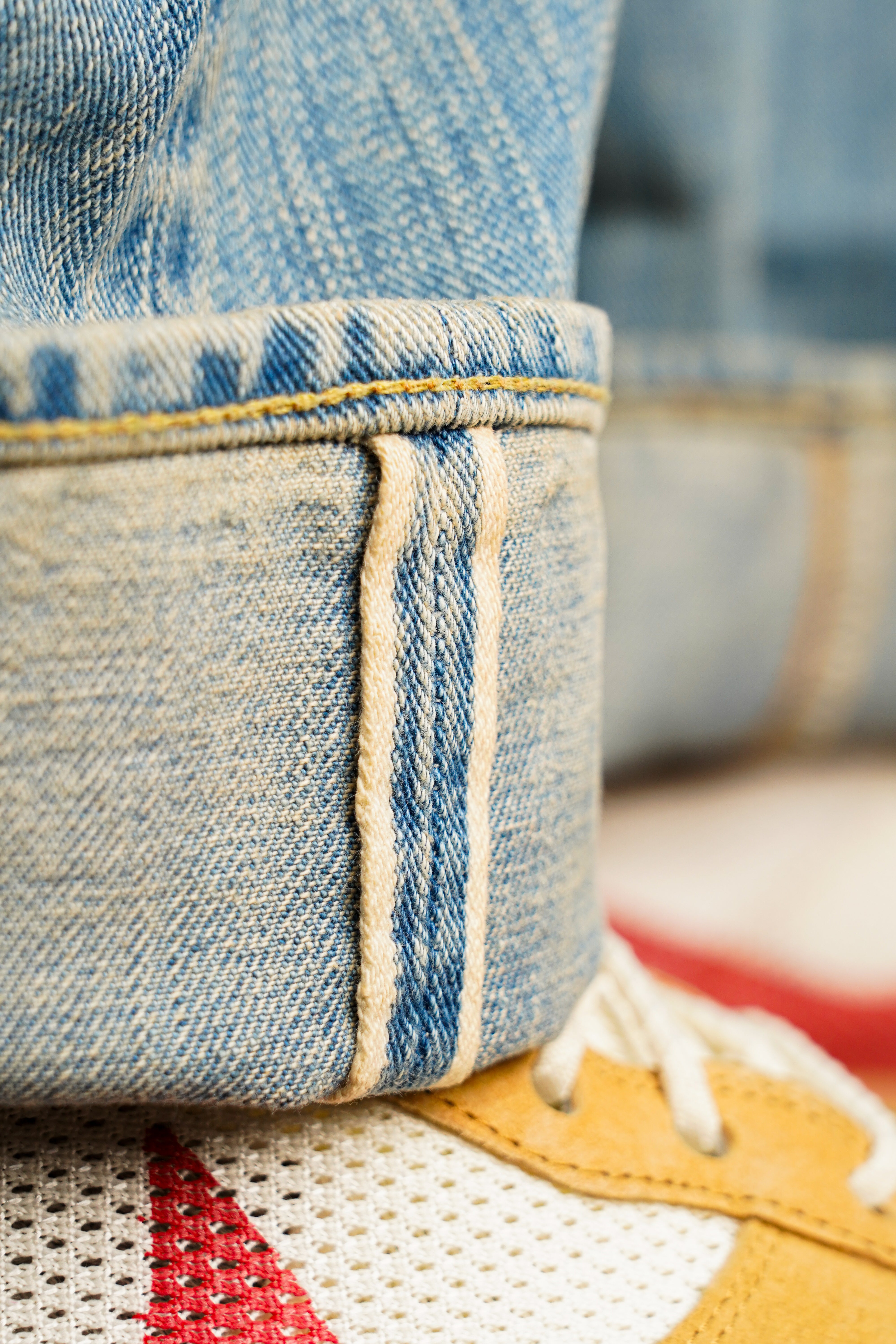 The Flat Head FN-D111C 14.5oz Left Hand Twill Wide Leg Selvedge Denim - Real Aging