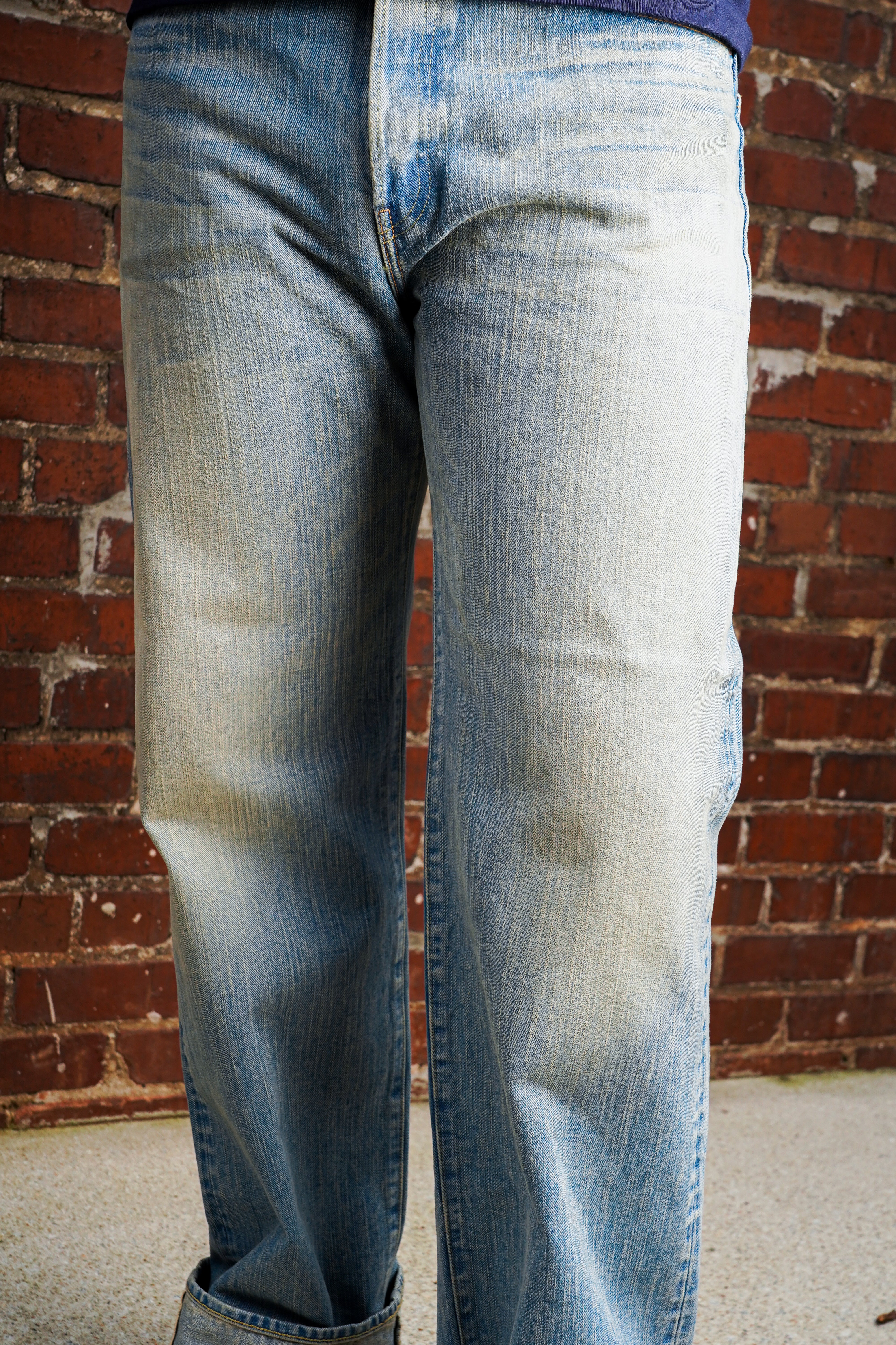 The Flat Head FN-D111C 14.5oz Left Hand Twill Wide Leg Selvedge Denim - Real Aging