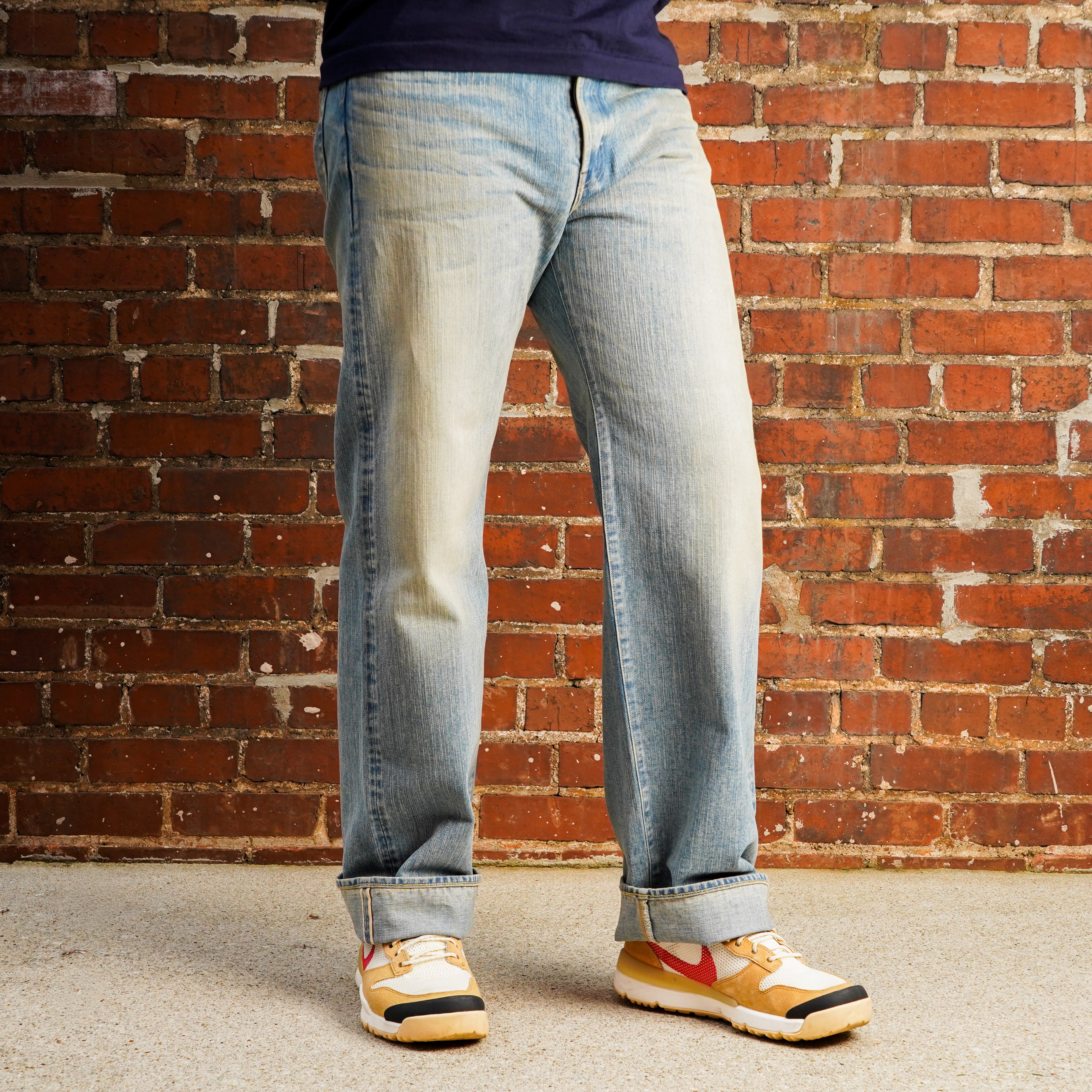 The Flat Head FN-D111C 14.5oz Left Hand Twill Wide Leg Selvedge Denim - Real Aging