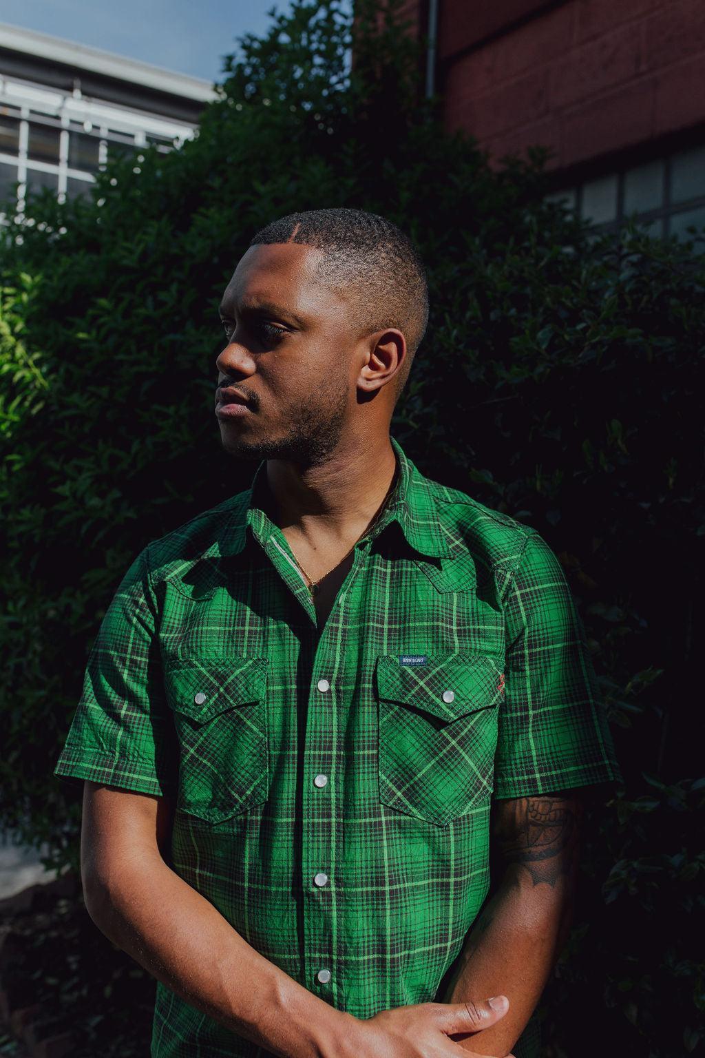 guilty parties Iron Heart IHSH-386-GRN 5oz Selvedge Short Sleeved