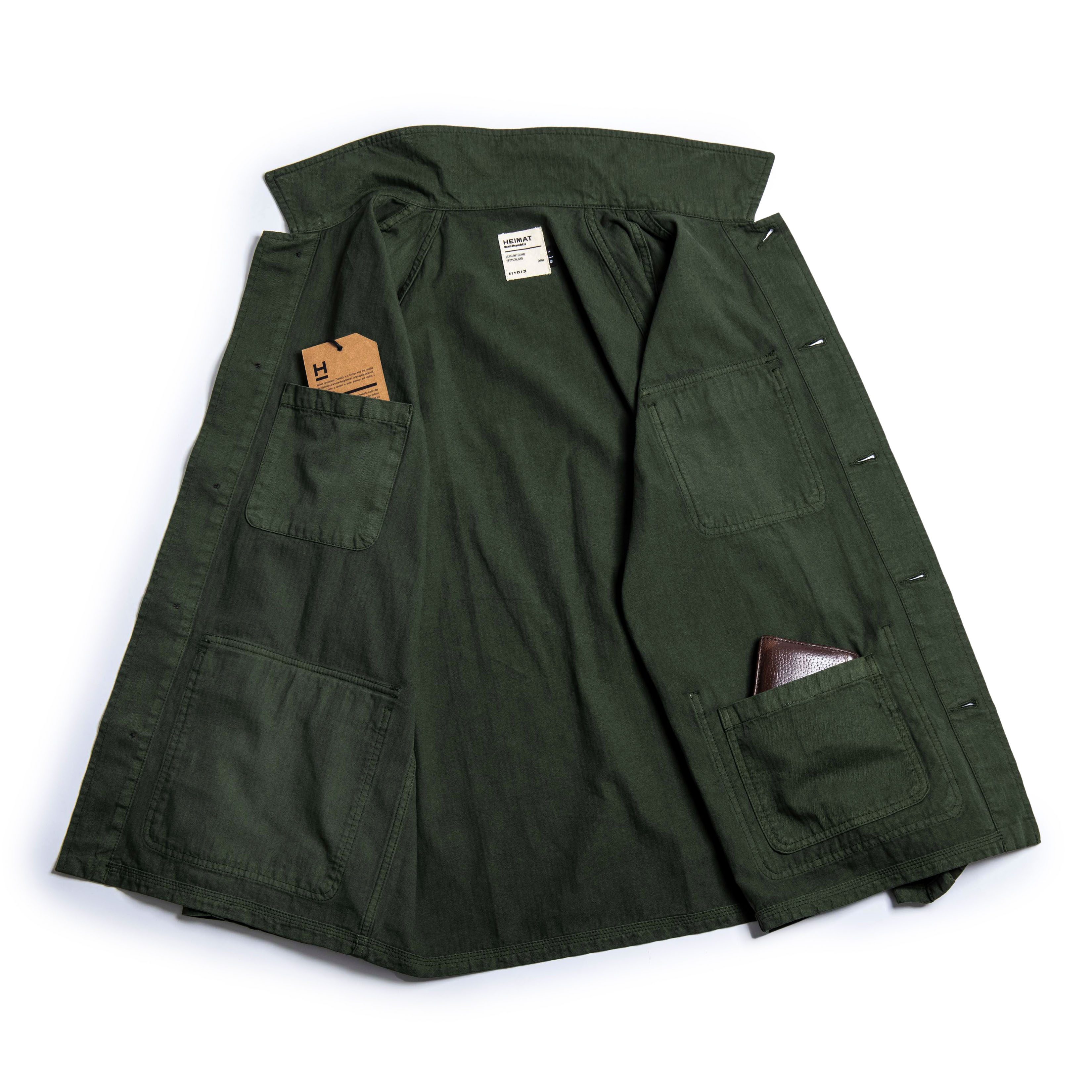 Heimat Textil Herringbone Journey Coat - Military Green