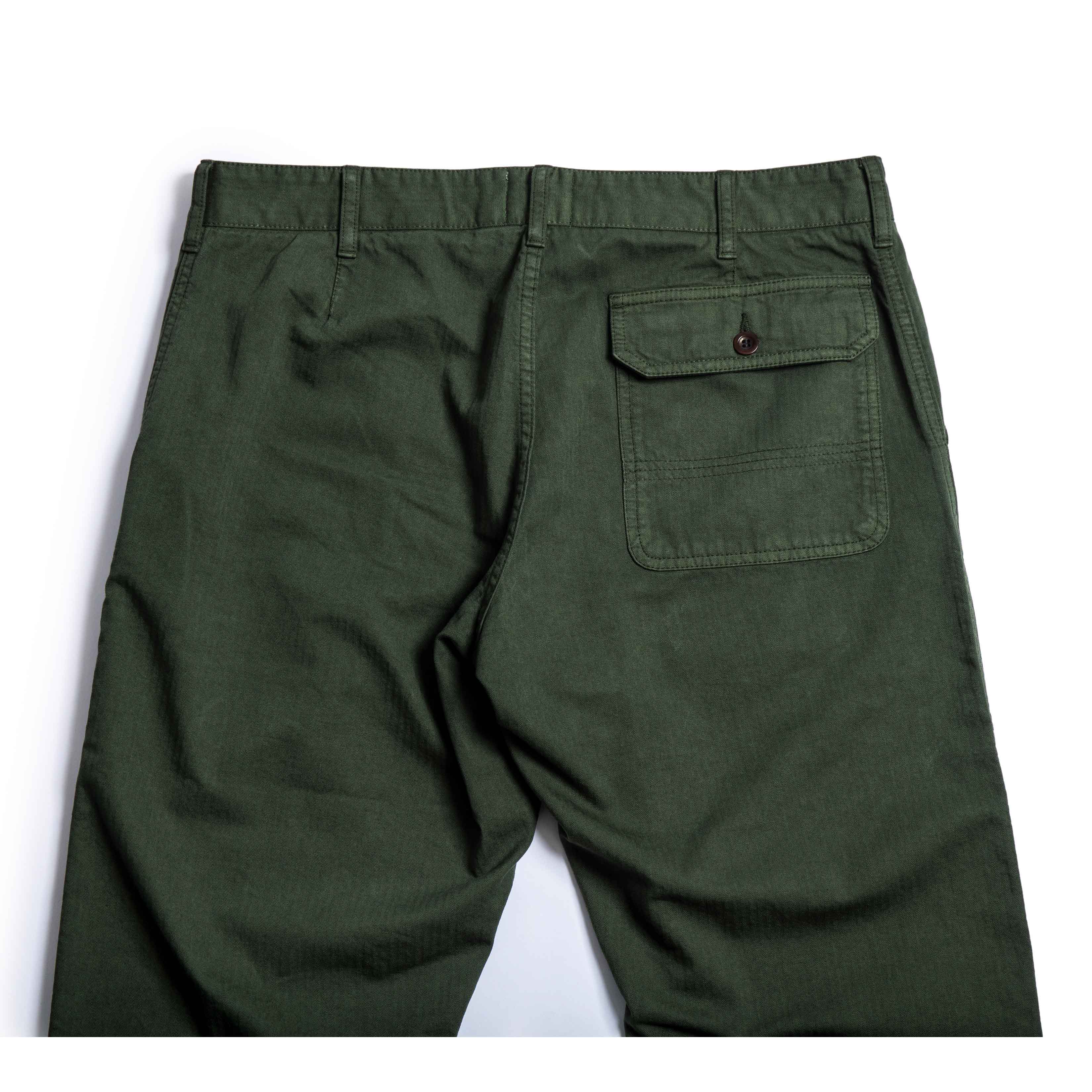 Heimat Textil Herringbone Journey Pant - Military Green