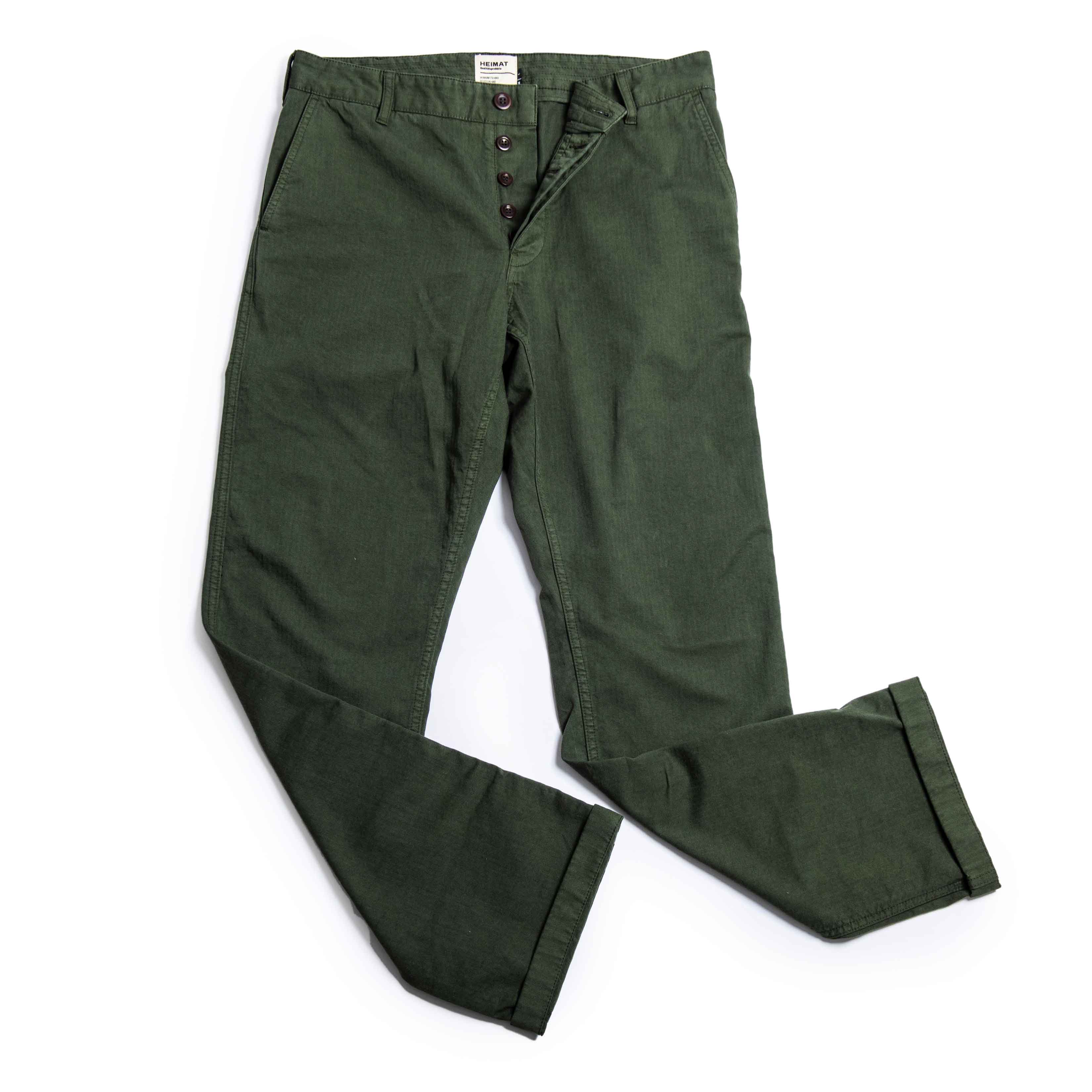 Heimat Textil Herringbone Journey Pant - Military Green