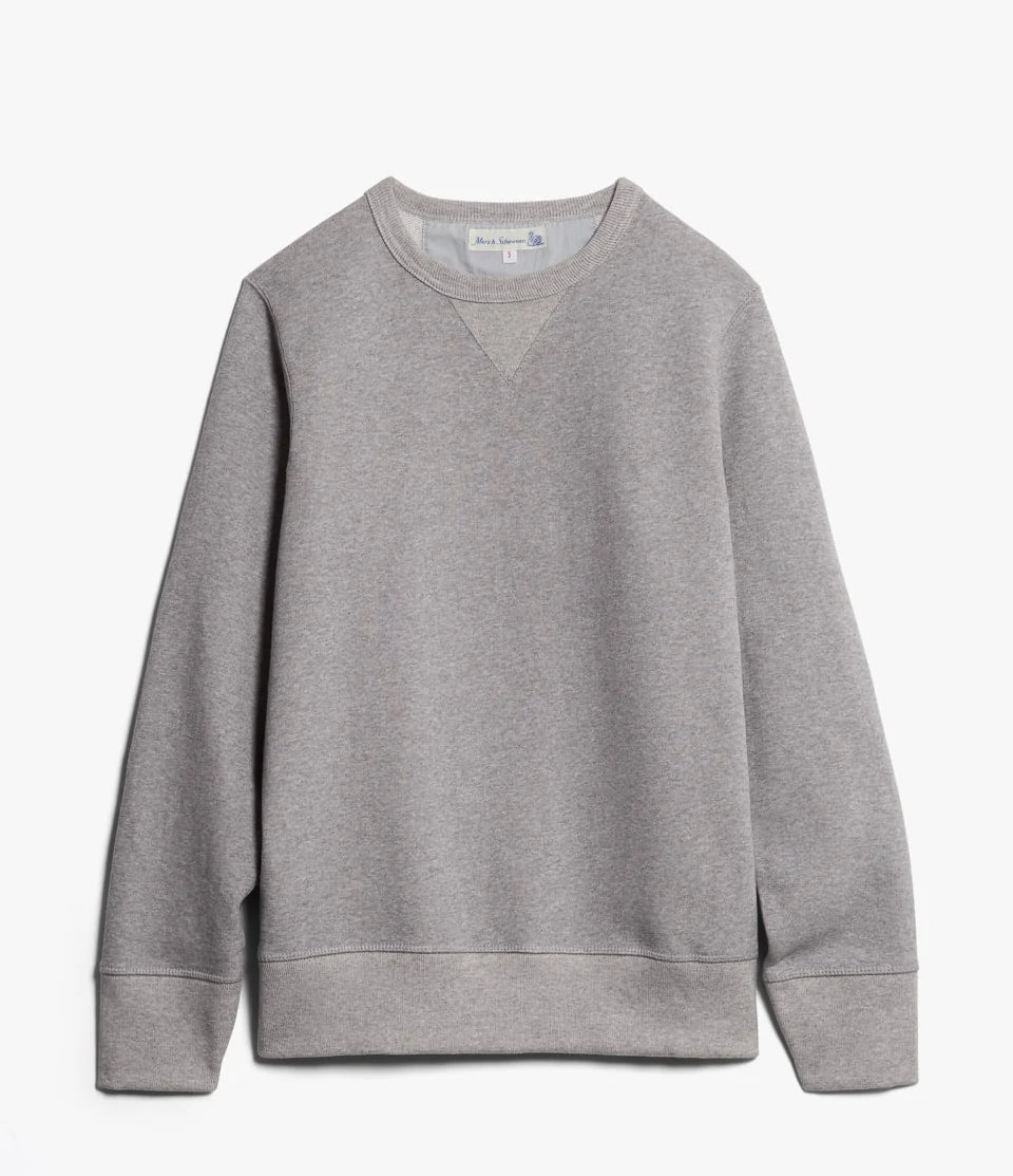 Merz b. Schwanen 3S48 Loopwheeled Classic Fit Heavyweight Sweatshirt - Grey Melange