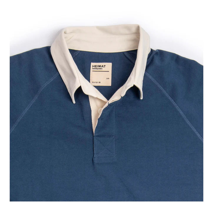 Heimat Textil Raglan Rugby Shirt - Trail Blue / Ink / Seashell