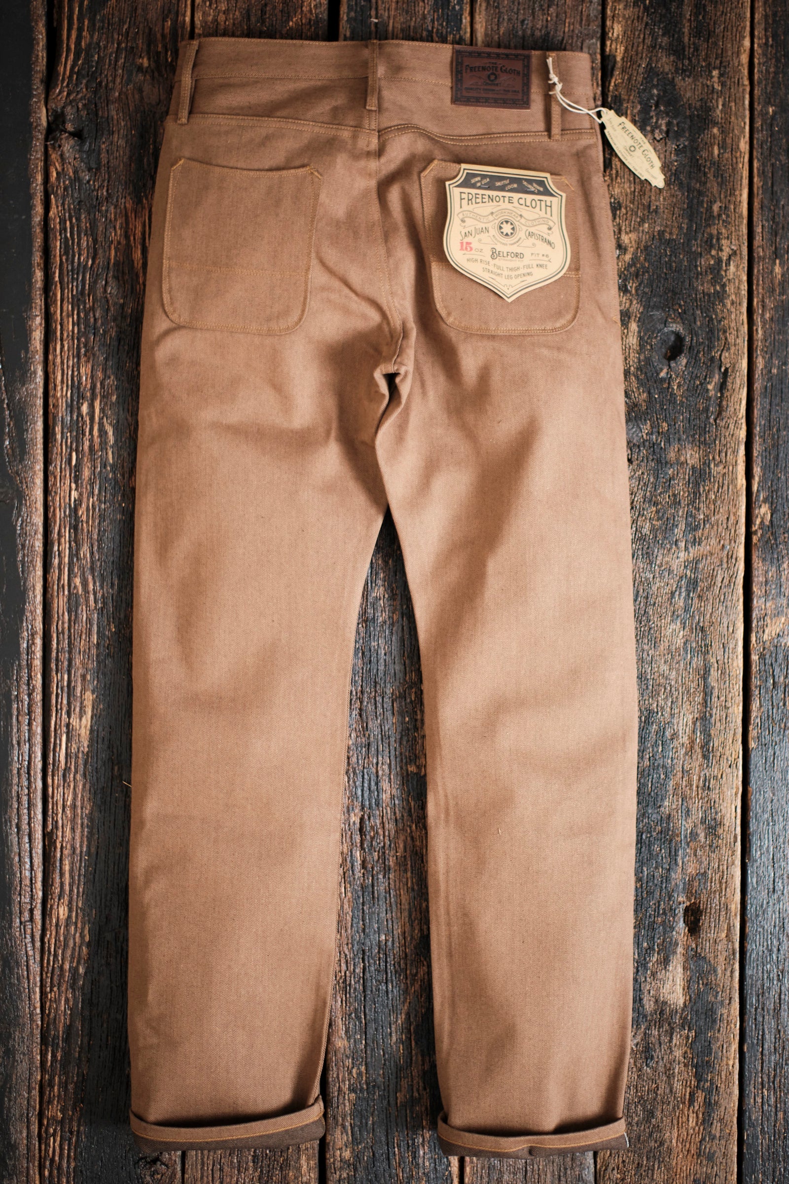 Freenote Cloth Belford Straight Cut - 15oz Light Brown Denim