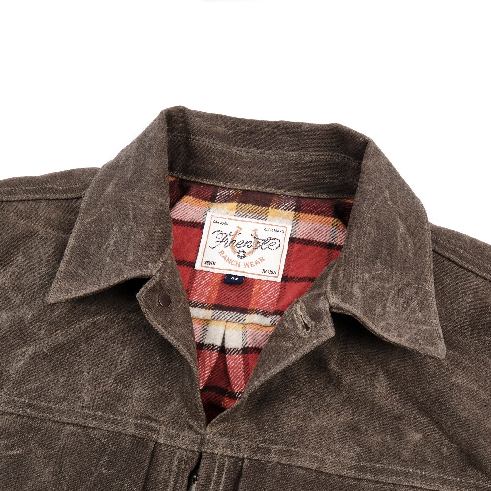 Freenote Cloth Faro 20oz Waxed Canvas Jacket - Tobacco / Red Plaid