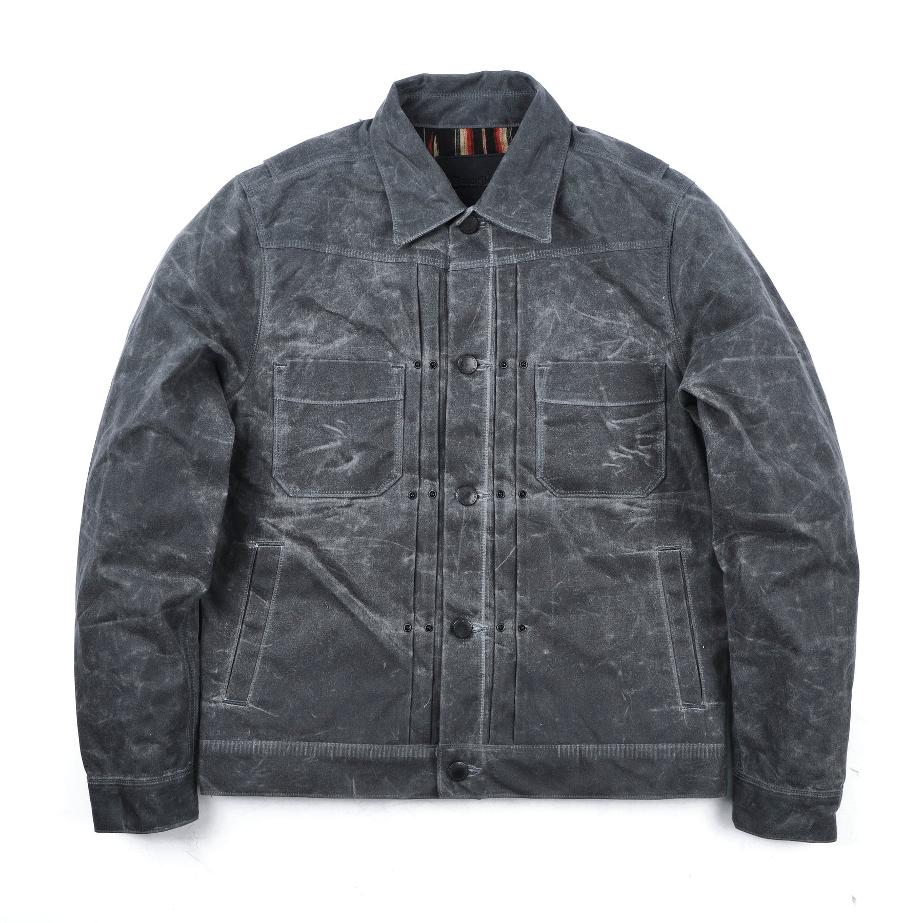 Freenote Cloth RJ-1 Riders Jacket Waxed Canvas - Charcoal