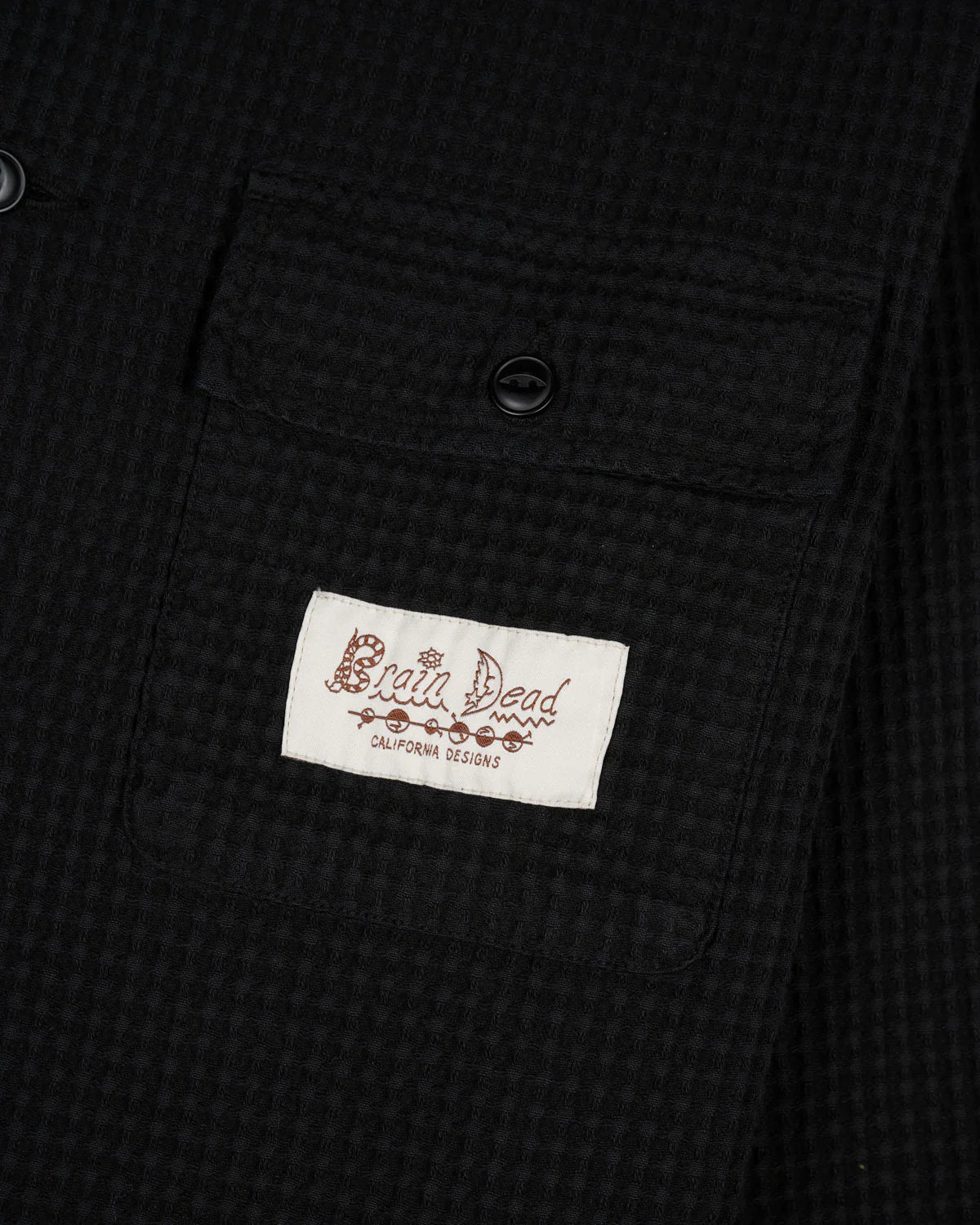 Brain Dead Waffle Button Front Shirt - Washed Black