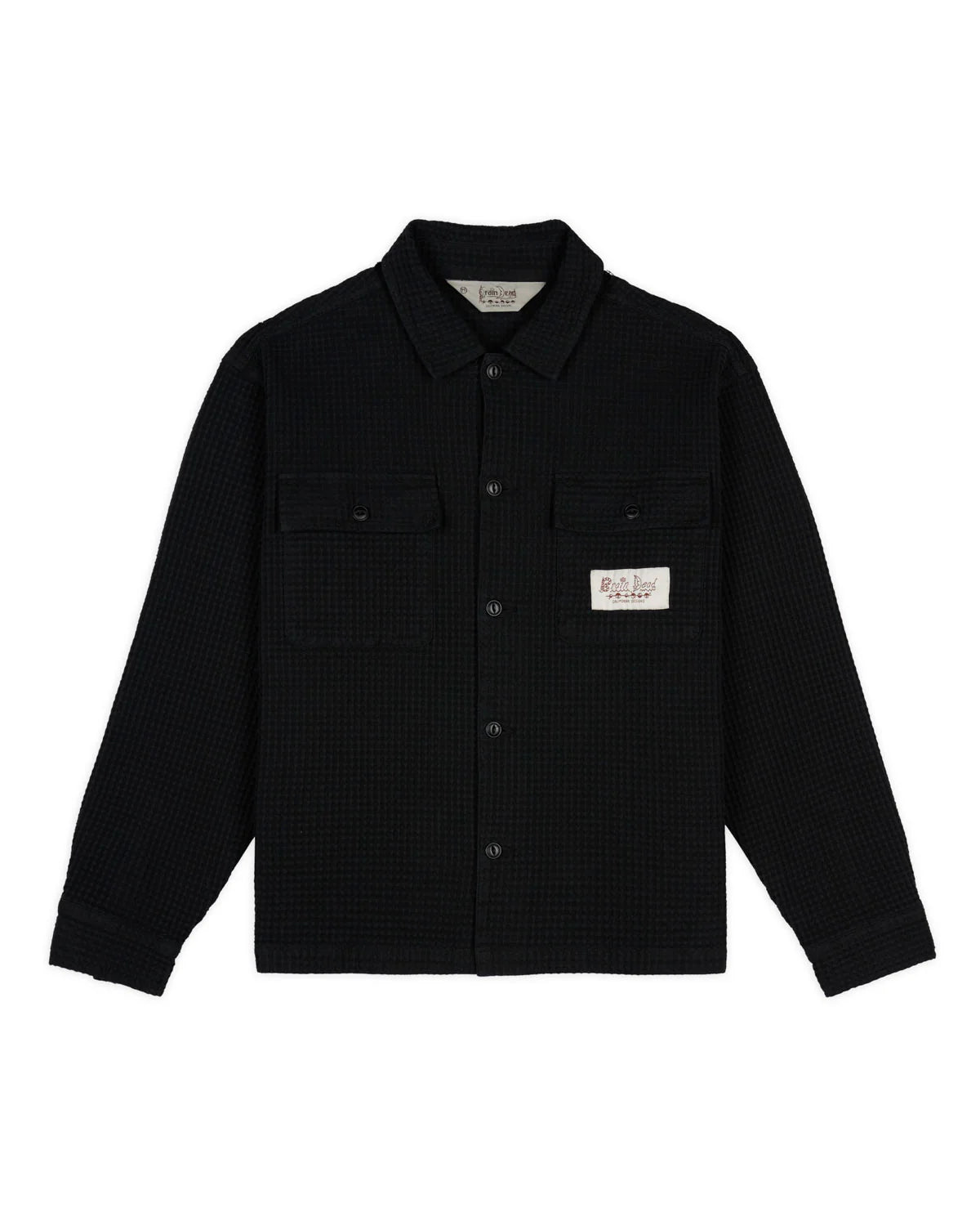 Brain Dead Waffle Button Front Shirt - Washed Black