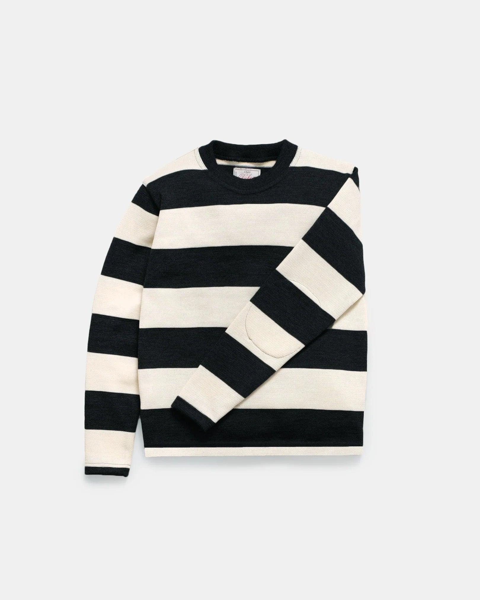 Dehen 1920 Striped Naval Crewneck Sweater - Black/White - Guilty Party