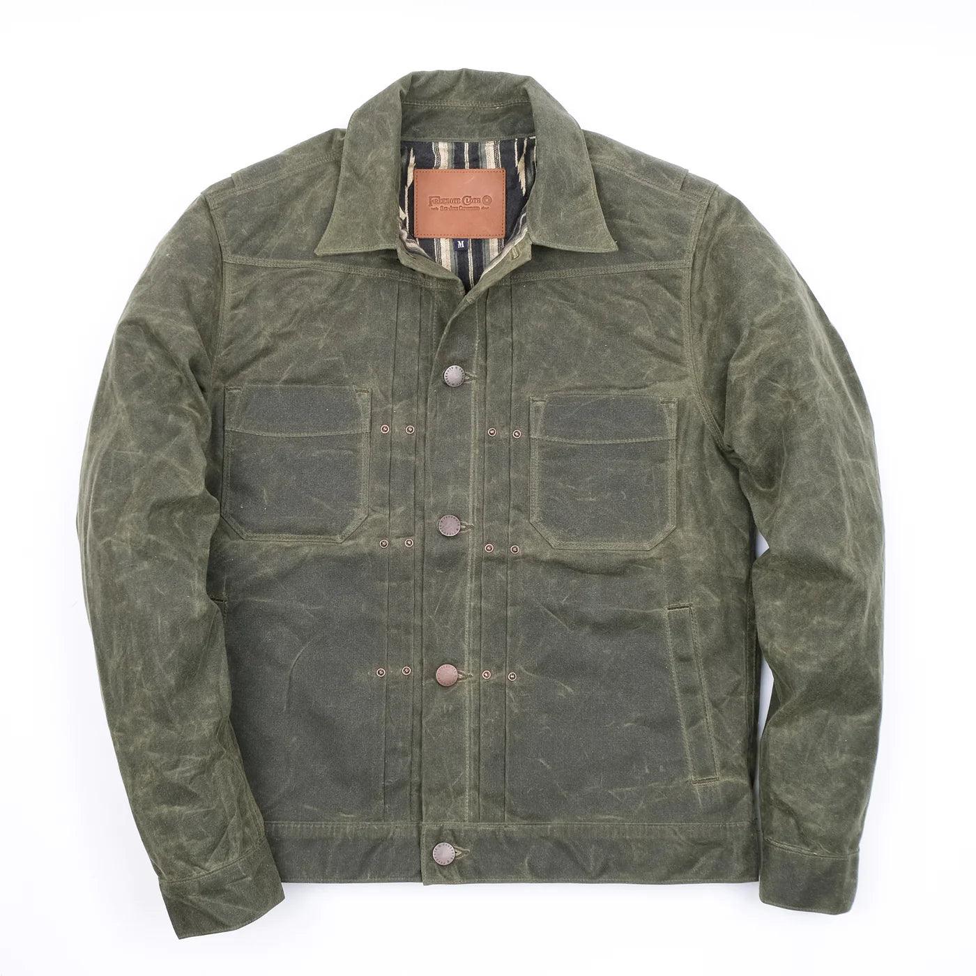 Freenote Cloth RJ-1 Riders Jacket Waxed Canvas - Olive - Guilty Party