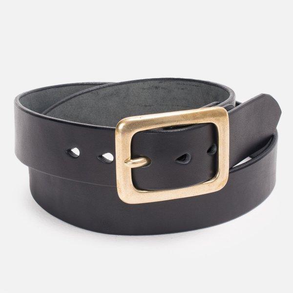 Iron Heart IHB-11-BLK Heavy Duty "Tochigi" Leather Belt With Brass Garrison Buckle - Black - Guilty Party