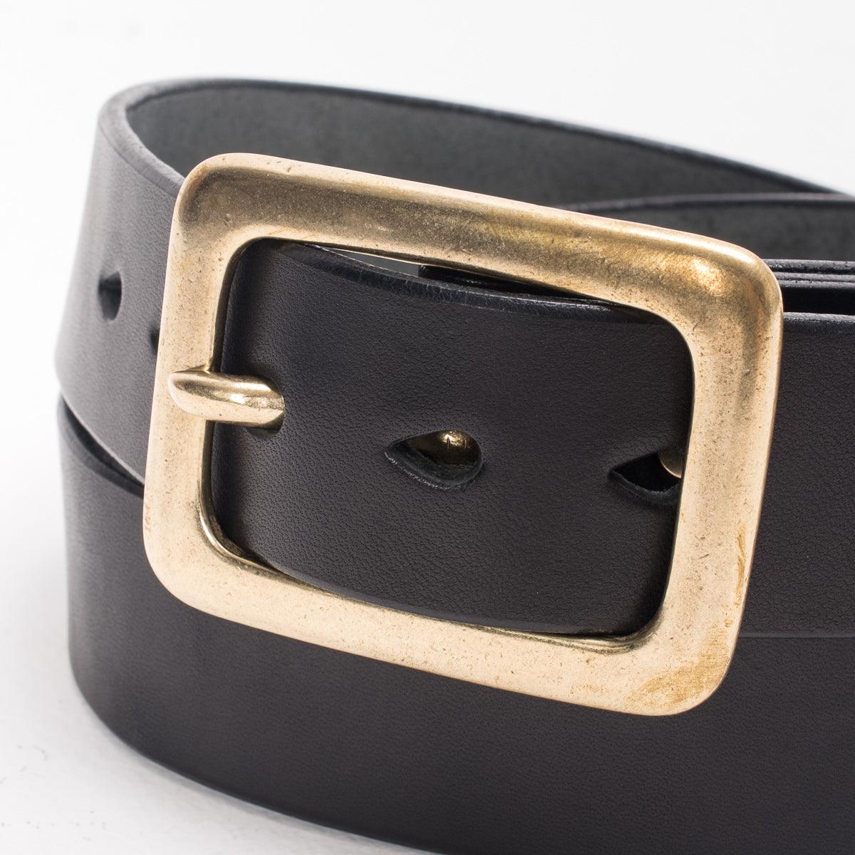 Iron Heart IHB-11-BLK Heavy Duty "Tochigi" Leather Belt With Brass Garrison Buckle - Black - Guilty Party