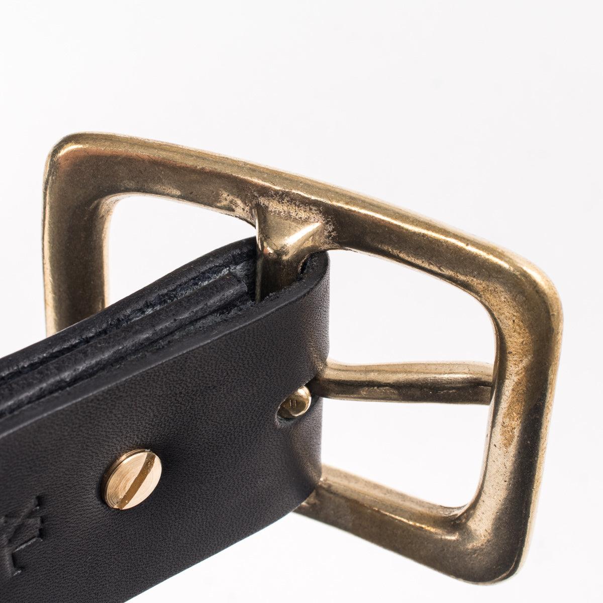 Iron Heart IHB-11-BLK Heavy Duty "Tochigi" Leather Belt With Brass Garrison Buckle - Black - Guilty Party