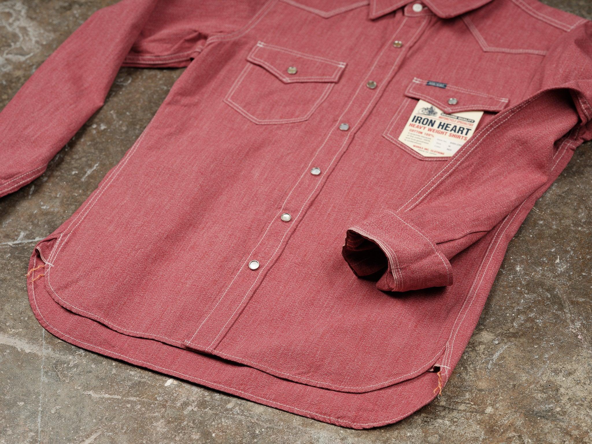 IHSH-289-RED - 10oz Mock Twist Selvedge Chambray Western Shirt - Red 'The Salt and Cayenne' - Guilty Party