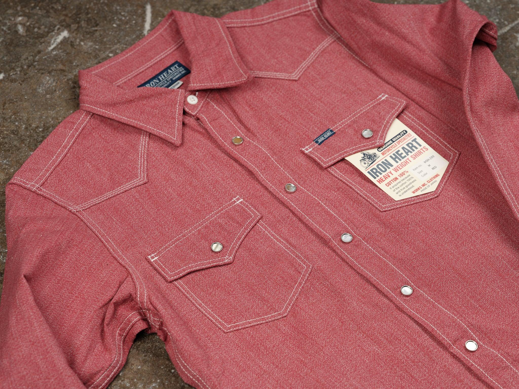 IHSH-289-RED - 10oz Mock Twist Selvedge Chambray Western Shirt - Red 'The Salt and Cayenne' - Guilty Party