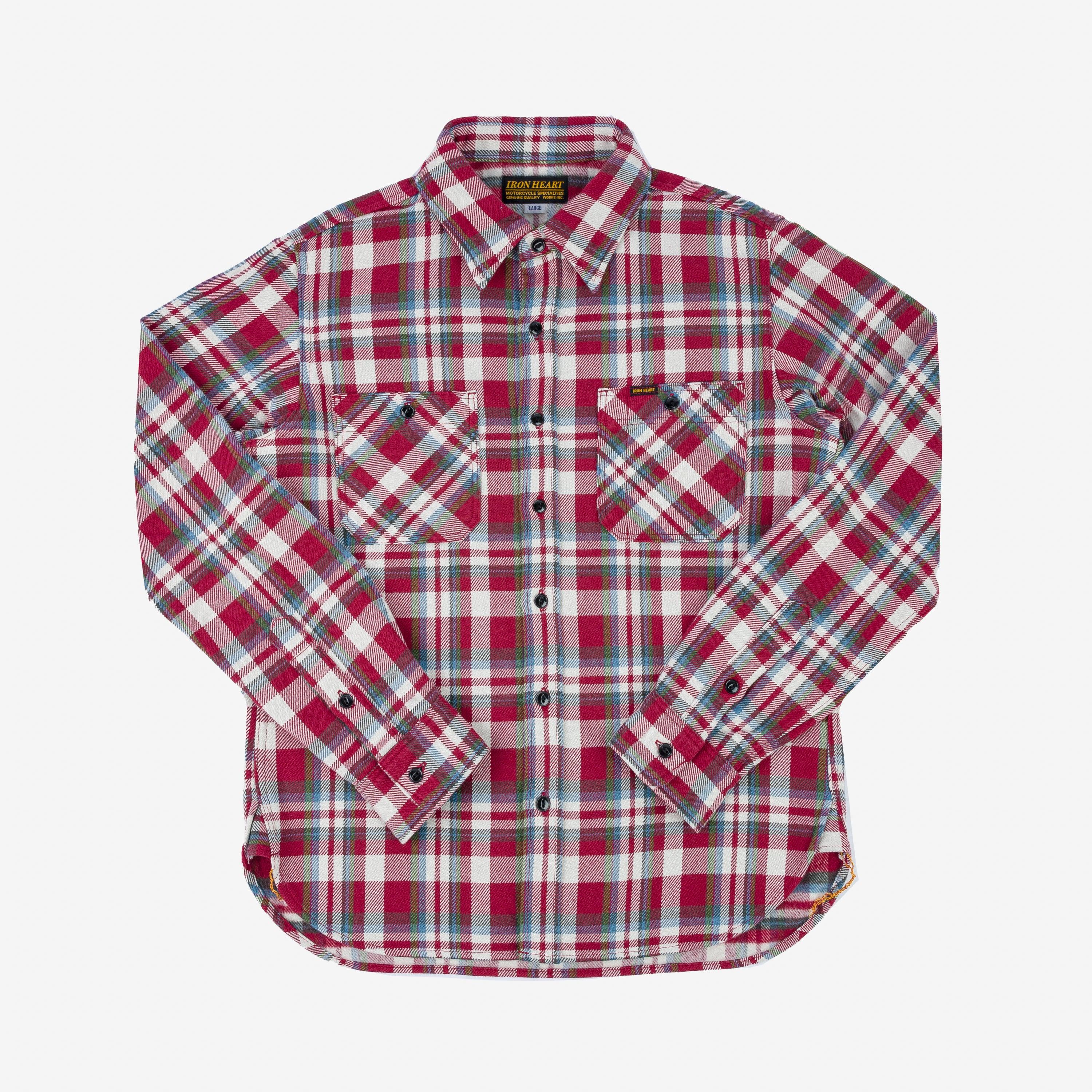 IHSH-371-RED Ultra Heavy Flannel Crazy Check Work Shirt - Red - Guilty Party