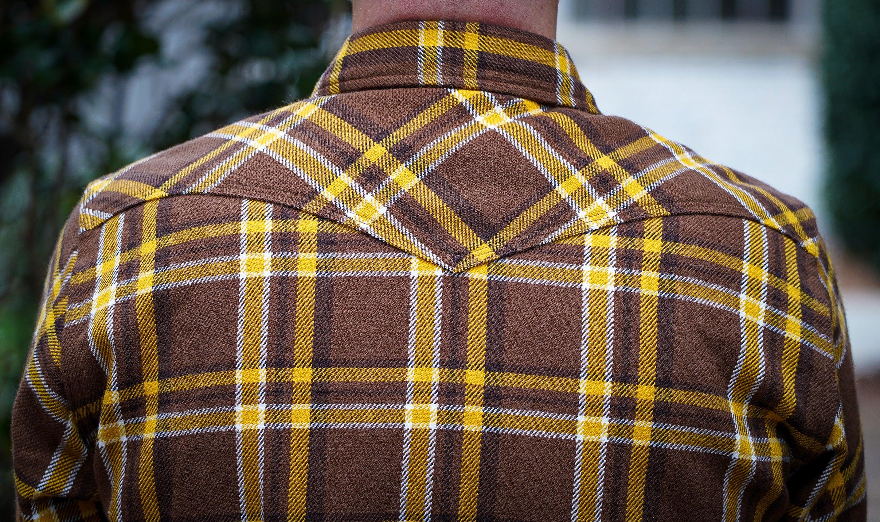 Iron Heart IHSH-372-BRN Ultra Heavy Flannel Crazy Check Western Shirt - Brown - Guilty Party