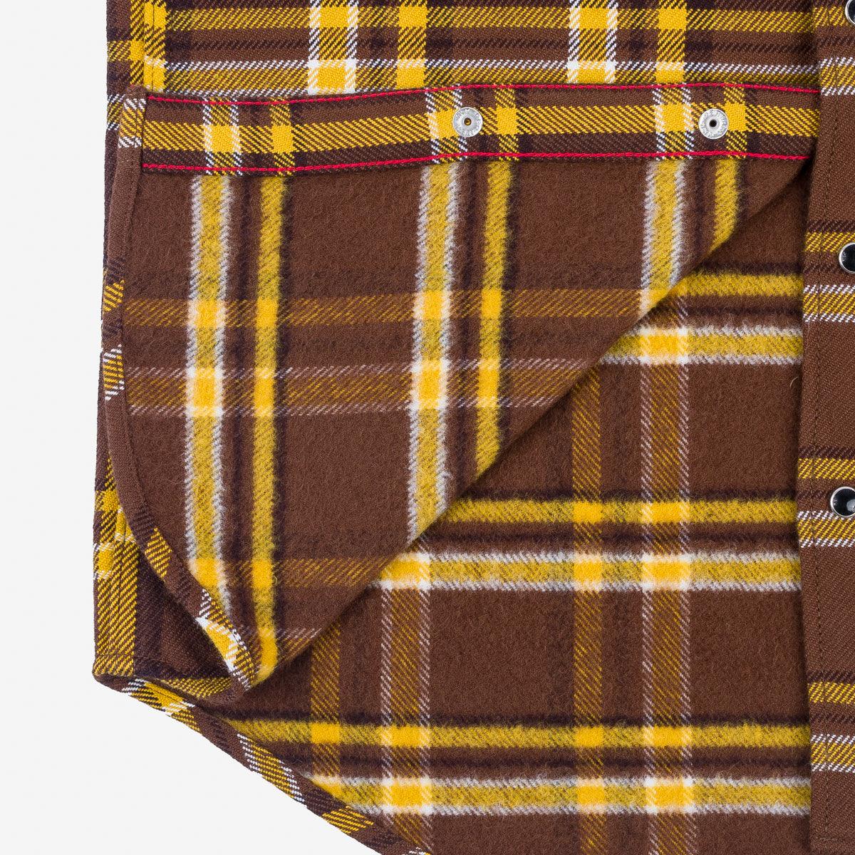 Iron Heart IHSH-372-BRN Ultra Heavy Flannel Crazy Check Western Shirt - Brown - Guilty Party