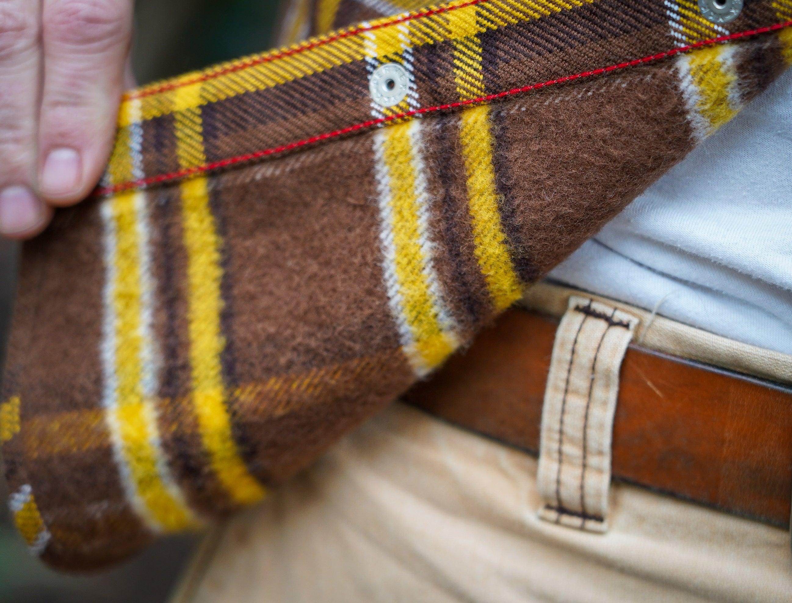 Iron Heart IHSH-372-BRN Ultra Heavy Flannel Crazy Check Western Shirt - Brown - Guilty Party