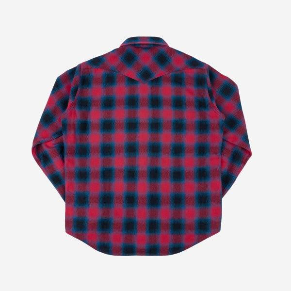 Iron Heart IHSH-373-RED Ultra Heavy Flannel Ombré Check Western Shirt - Red - Guilty Party